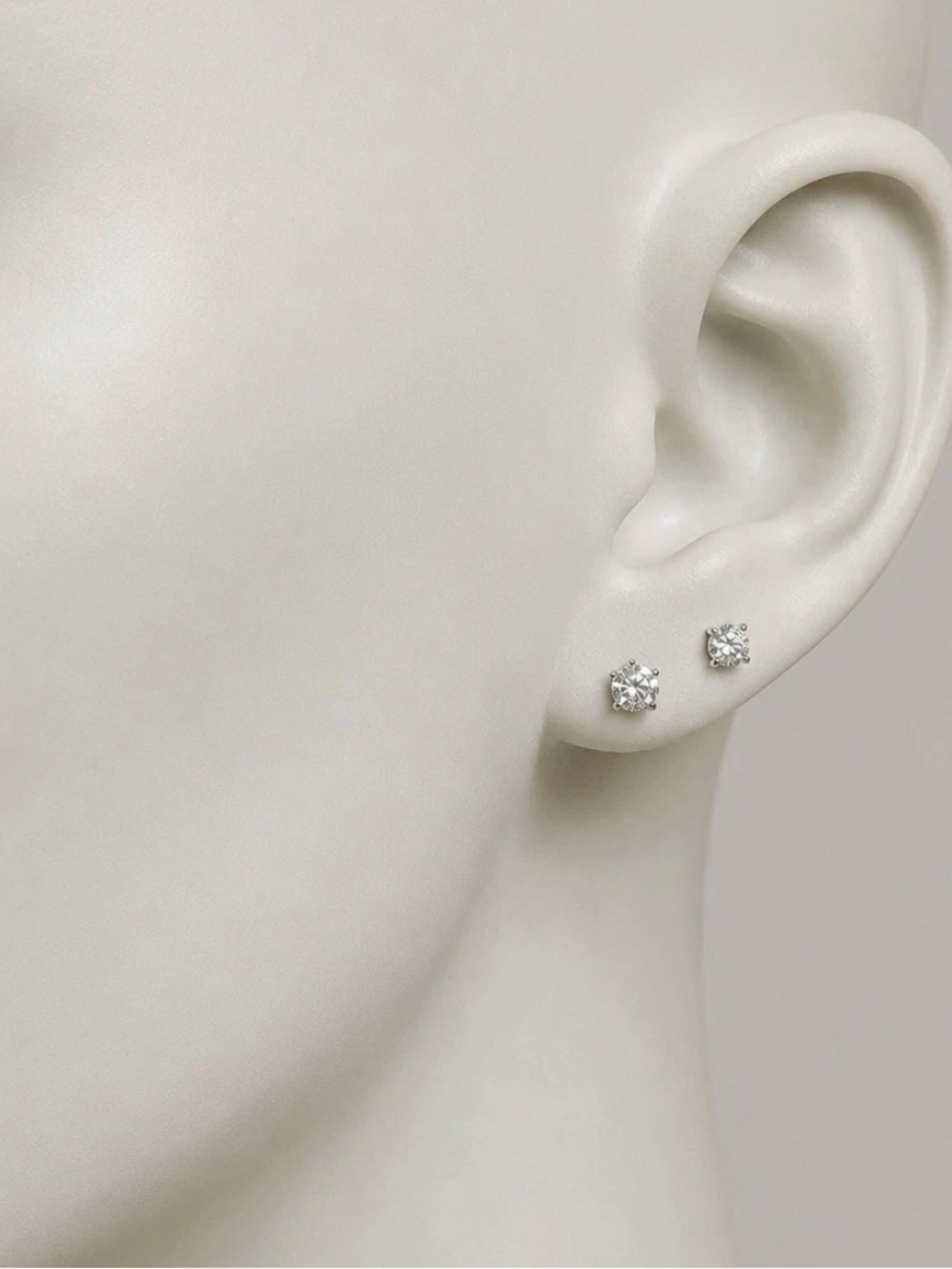 0.85 CTW Round Cut Moissanite Stud Earrings Sterling Silver Pass Diam. Tester